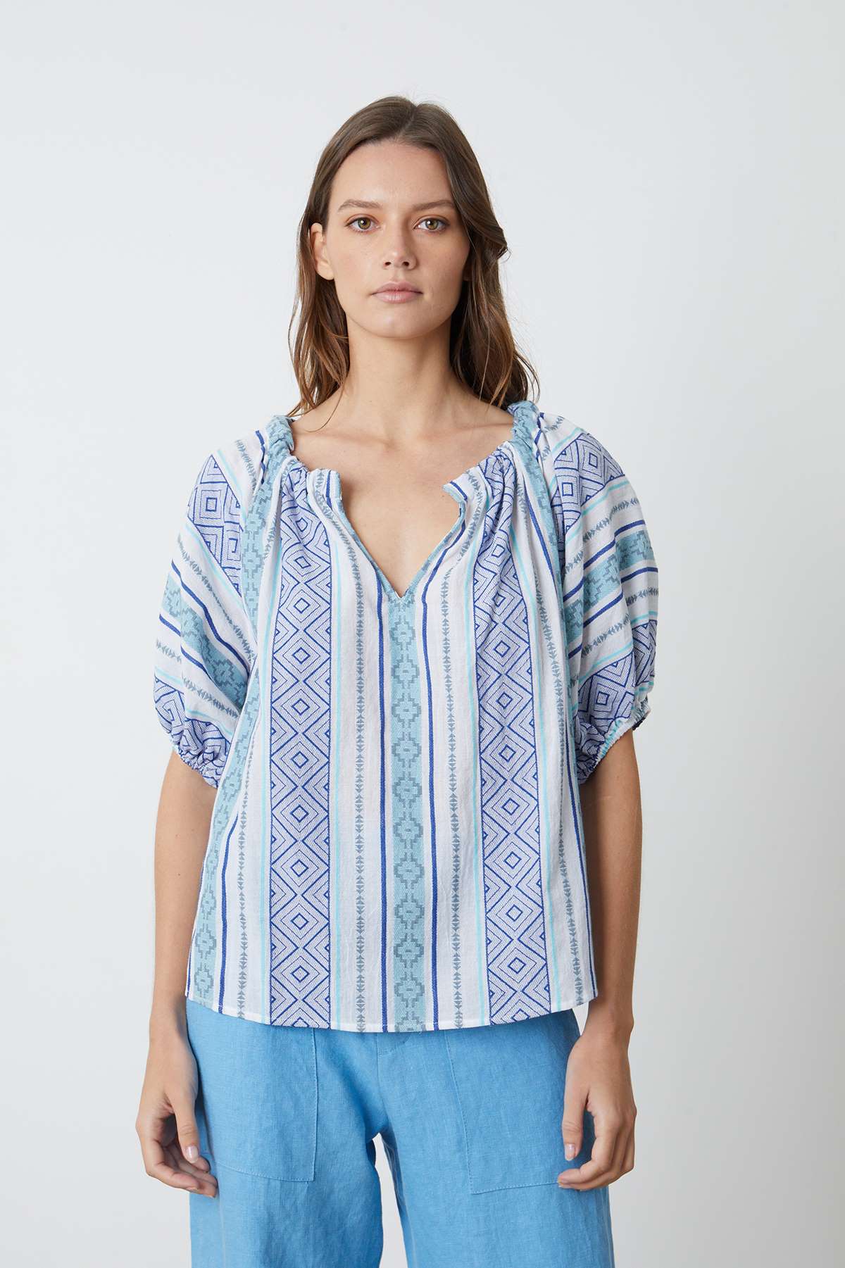 Velvet by Graham and Spencer Kimmy Top in Blue Jacquard – Shop Helena's