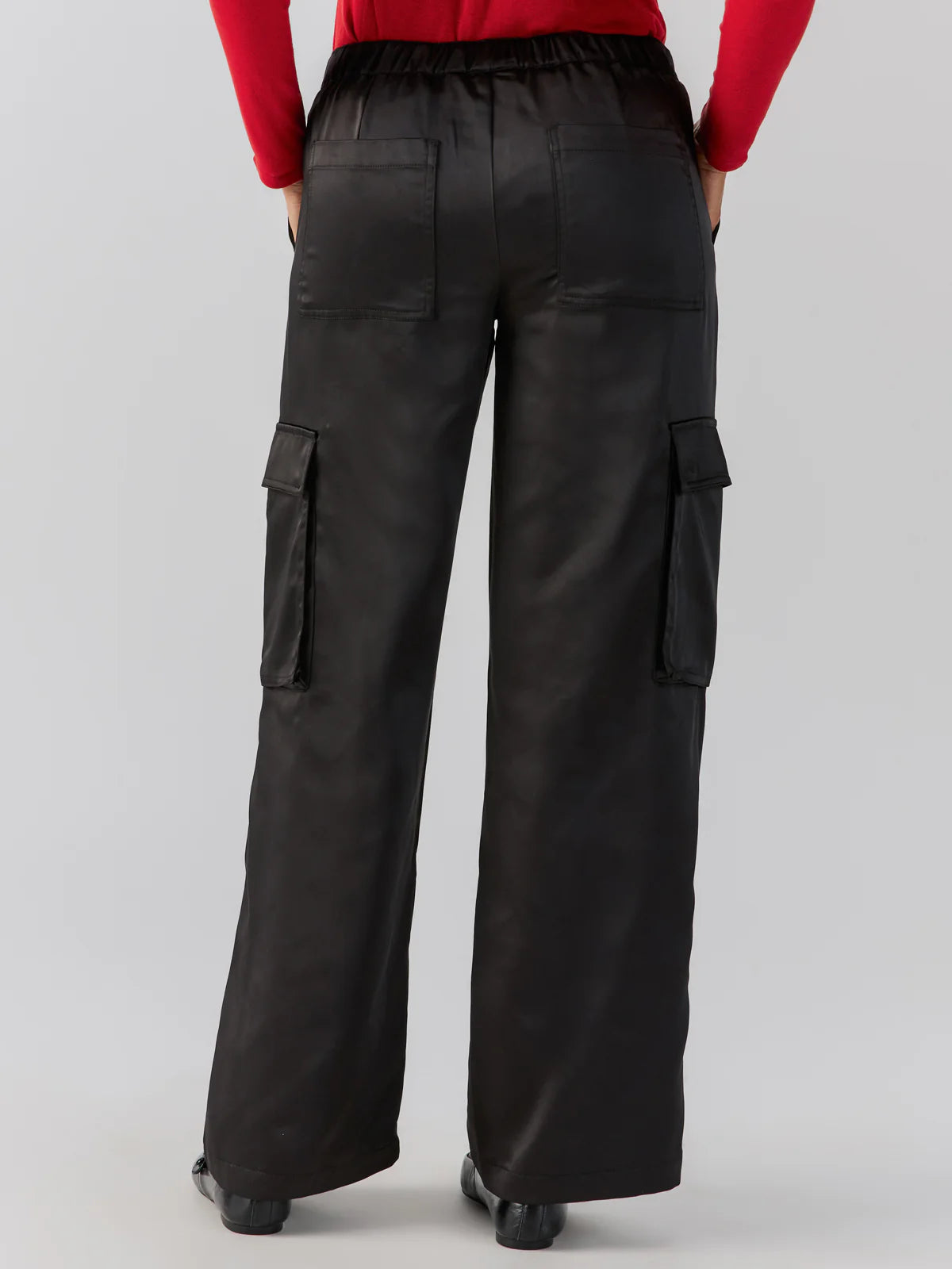 Sanctuary Satin Cargo Wide Leg Pants