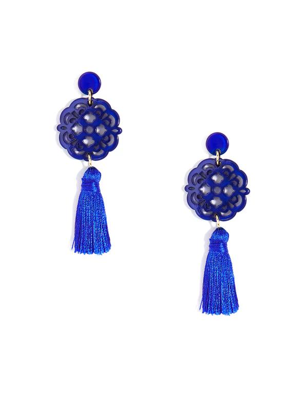 Resin Medallion Tassle Earring in multiple colors