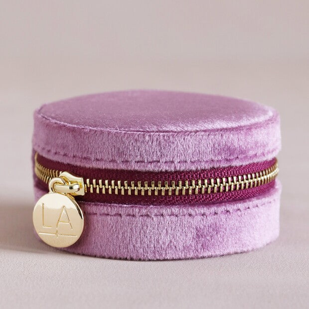 Round Velvet Travel Jewel Case in multiple Colors