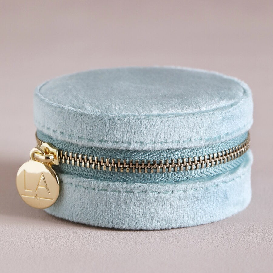 Round Velvet Travel Jewel Case in multiple Colors