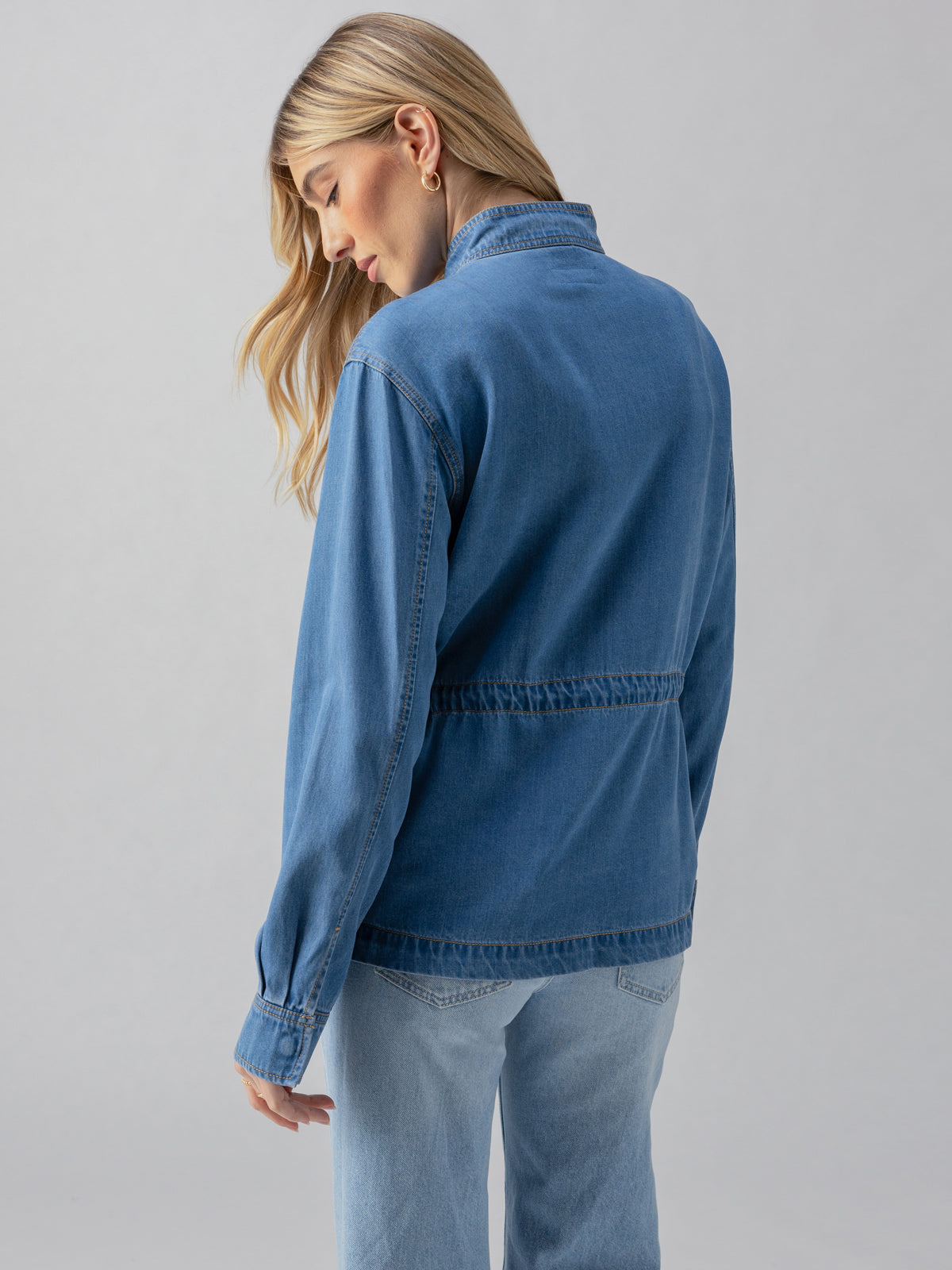 Sanctuary Cinched Surplus Jacket in light denim