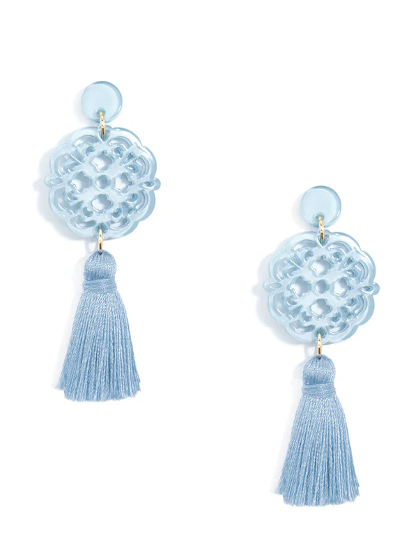 Resin Medallion Tassle Earring in multiple colors