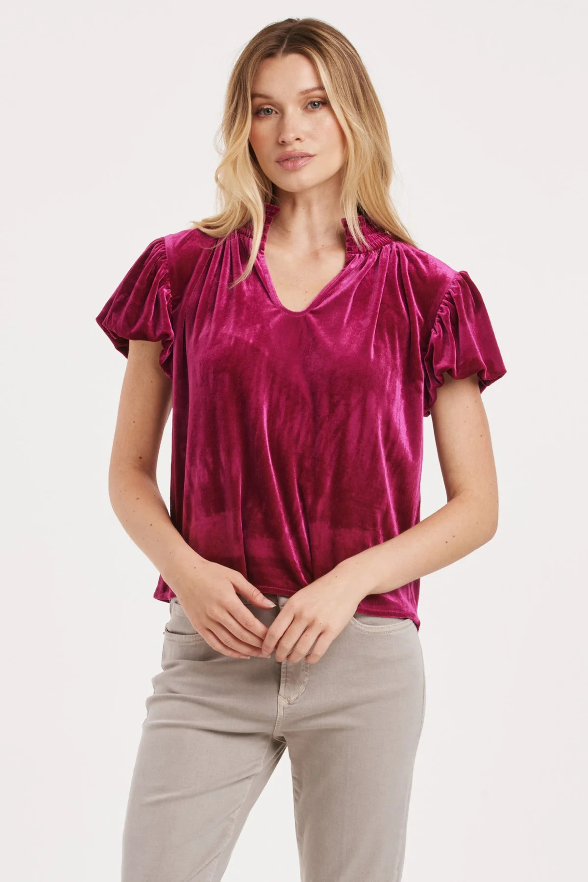 Another Love Velvet Short Sleeve Top