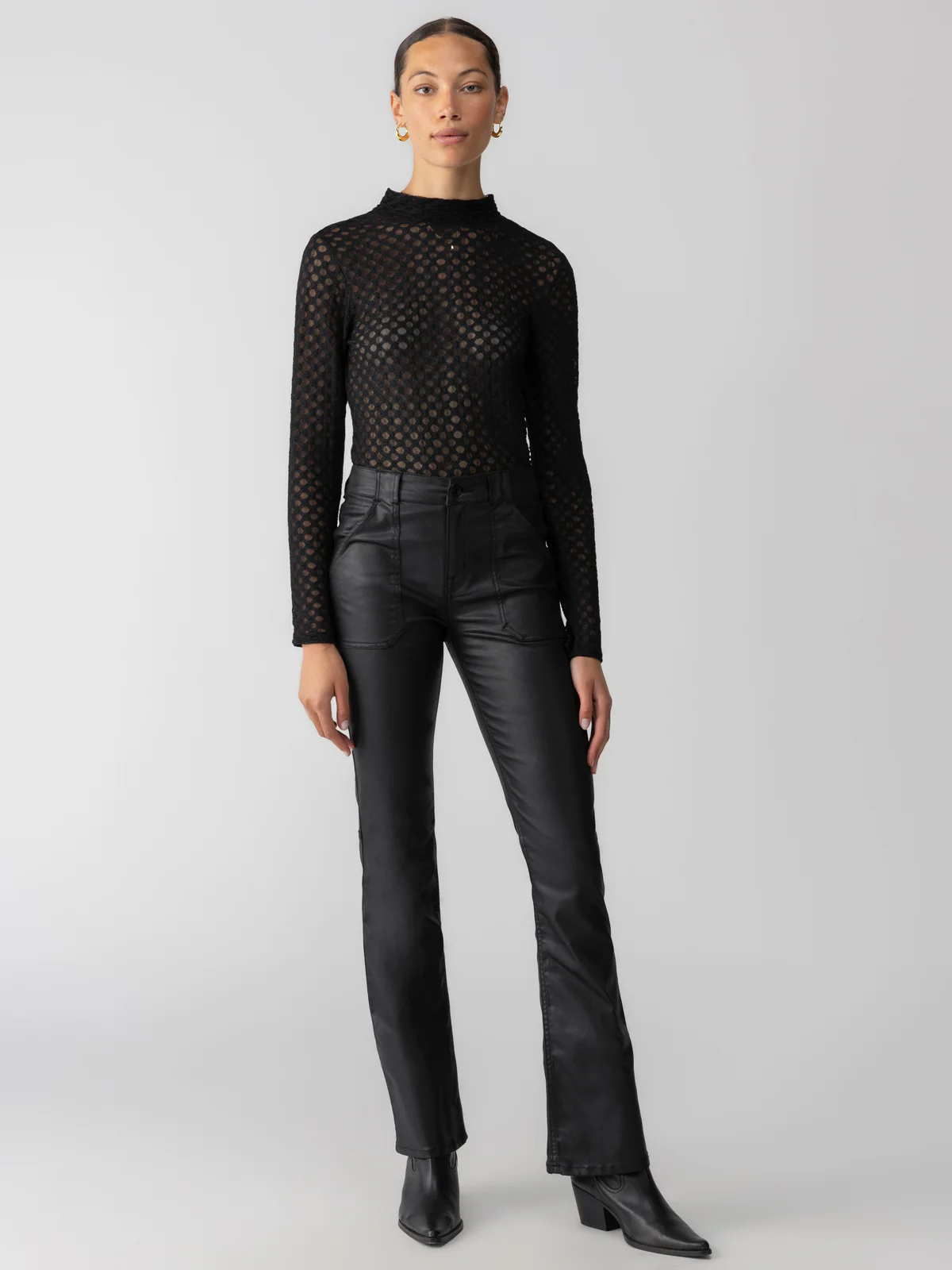 Sanctuary Lace Mock Neck Top in Black