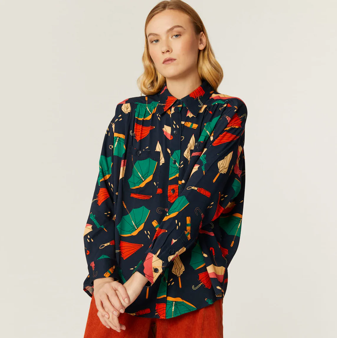 Pepa Loves Oversized button-up in Umbrella print