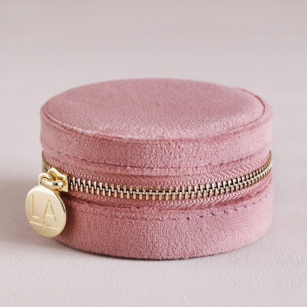 Round Velvet Travel Jewel Case in multiple Colors