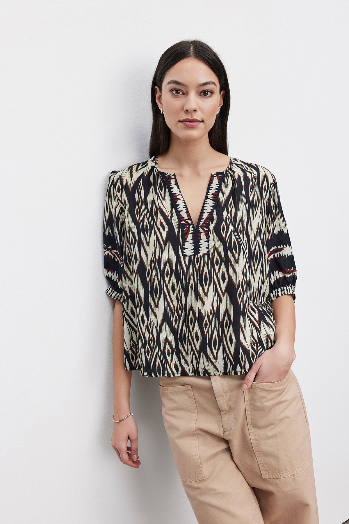 Velvet Beatrice Ikat Print Top