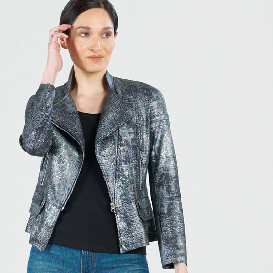 Clara Sun Woo Signature Textured Metallic Moto Jacket